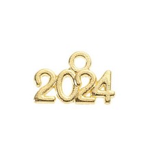 Pack of 50 2024 Year Number Charm Graduation Year Bright Golden for Tassel DIY