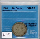 1865 Newfoundland 20 Cents — photo from another recent sale