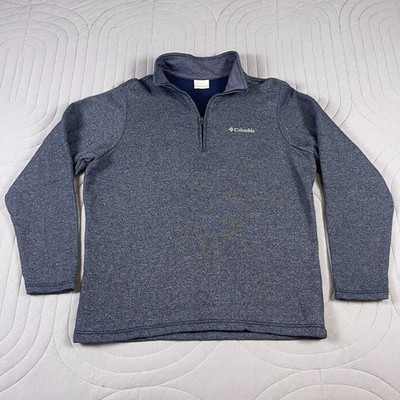 Columbia Pullover Mens Size Medium 1/4 Zip Blue Mock Neck Sweater Fleece AM1534