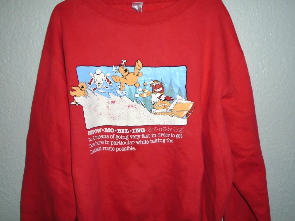 Sudadera vintage años 80 moto de nieve Navidad cuello redondo dibujos animados XL Foto 2 de 4