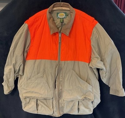 Cabela s Blaze Orange Panel Beige Game Pouch Upland Bird Hunting Coat Men s 4XL