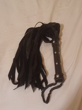 Leather Black Studded Flogger 22" Cosplay Costume BDSM