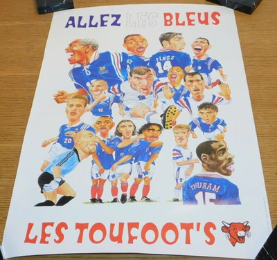 AFFICHE la vache qui rit EQUIPE de FRANCE 1998 allez les bleus TOUFOOT football - Photo 1/4