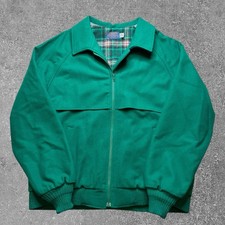 Vtg Pendleton Wool Plaid Lined Cruiser Jacket Bomber Green USA Made 80s Large