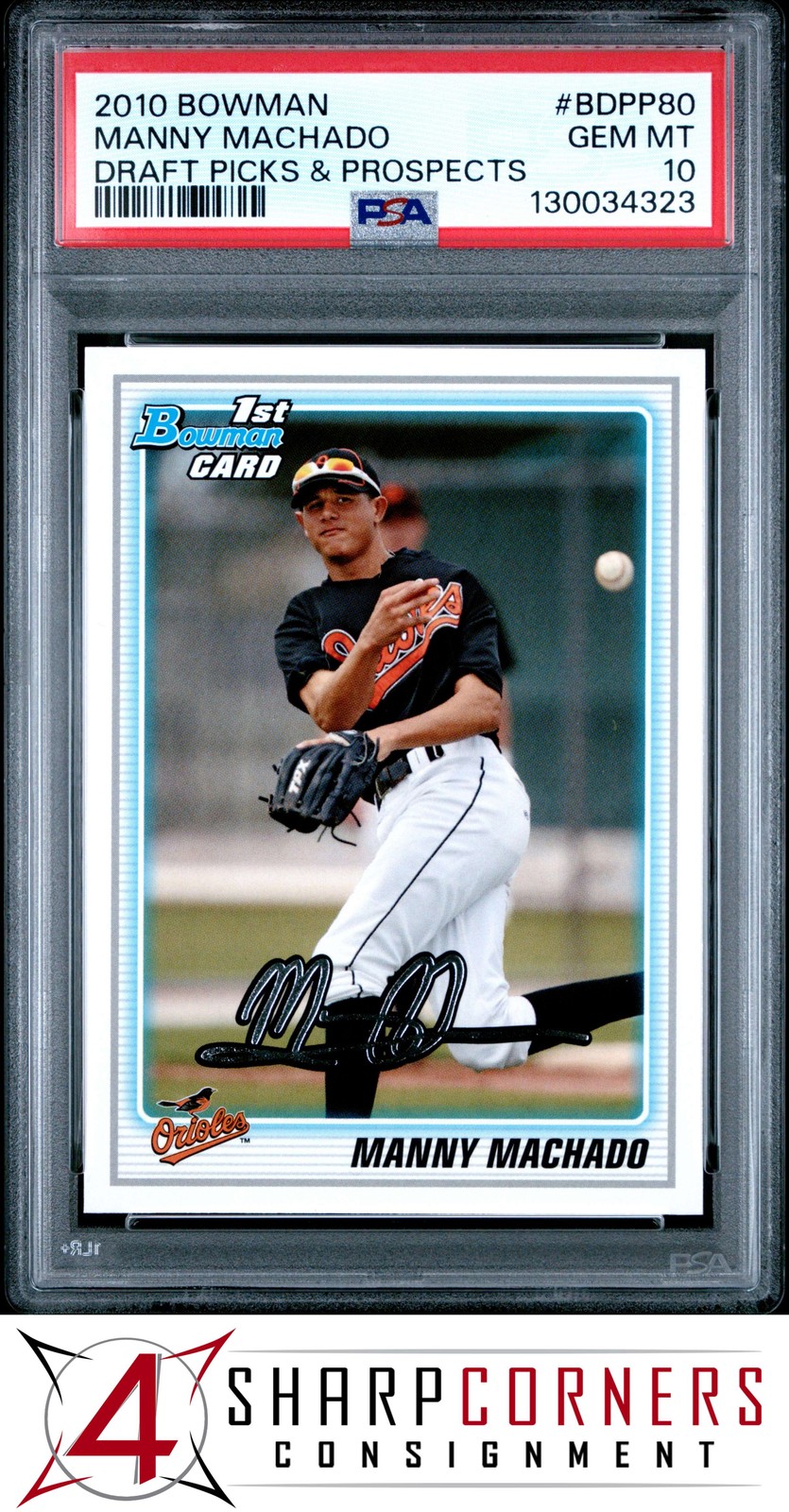 2010 BOWMAN DRAFT PICKS & PROSPECTS #BDPP80 MANNY MACHADO RC PSA 10