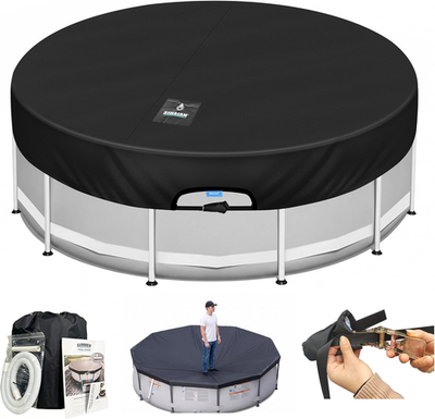 #ad 8 Ft round Pool Cover with Automatic Drain Stock Tank Pool Cover Patented One $55.08