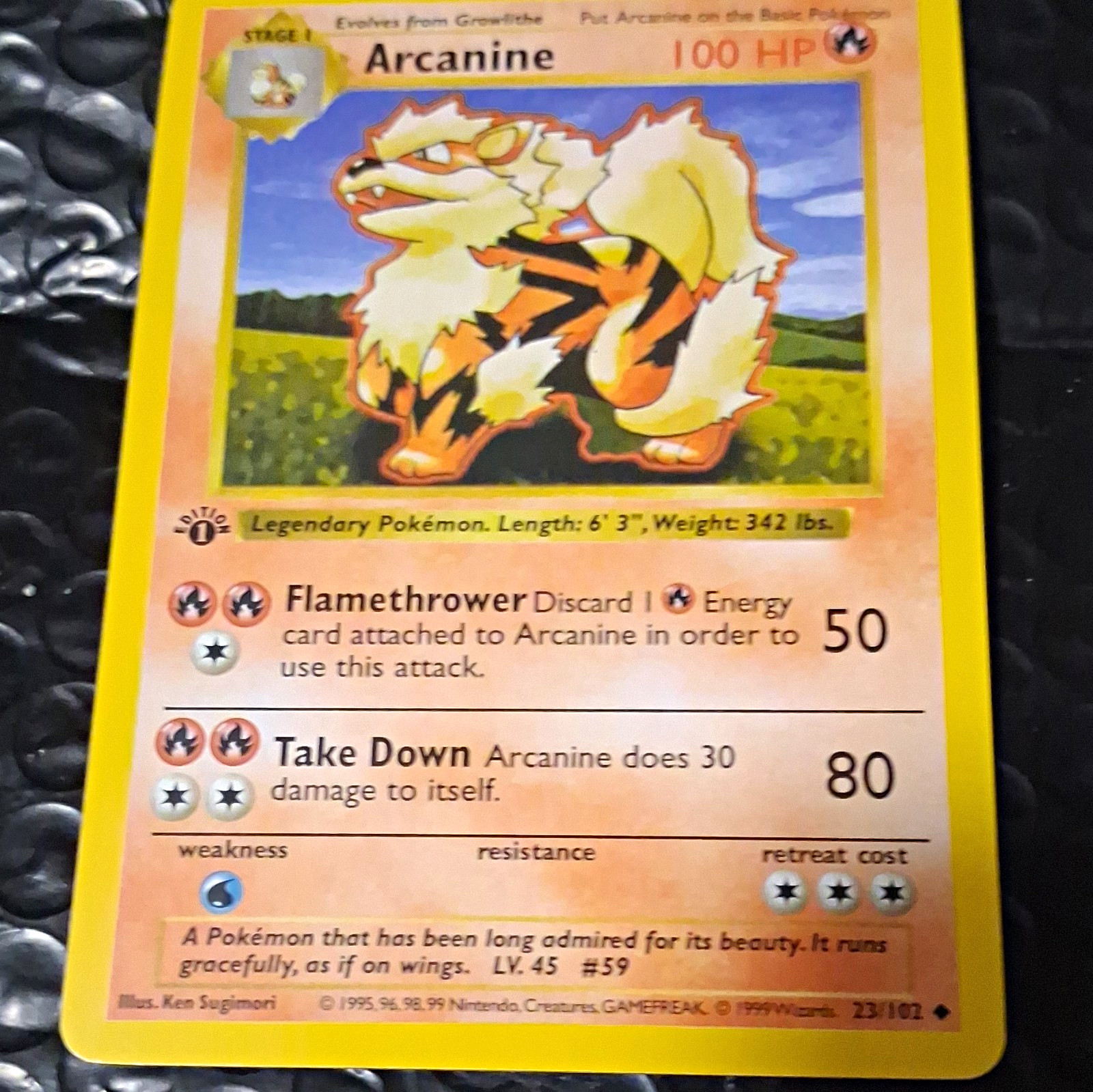 Wizards of the Coast Arcanine 23/102 Base Set 1st ed Regular Rare HP100 Eng 1999