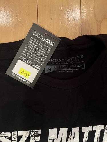 Grunt Style Size Matters Hemd Erwachsene Größe Medium schwarz Kurzarm Grafik Herren - Bild 2 von 3