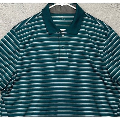 Croft Barrow Polo Shirt Mens XL Green Cool Dry Golf Striped 