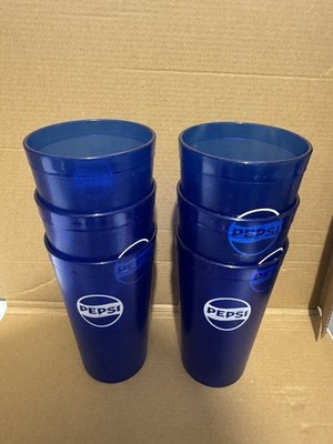 New LOT OF (6) Pepsi Cola Restaurant Blue Globe Plastic Tumblers Cups 16oz