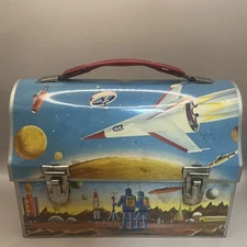 Vintage 1960s Thermos Brand Astronaut Metal Dome Lunchbox & Thermos
