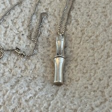 Gucci bamboo motif silver necklace long chain