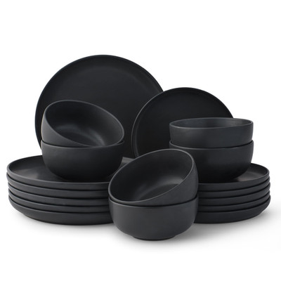 Joyjolt Mesa Stoneware Dinnerware Set 18-Piece Plates And Bowls Sets Includes