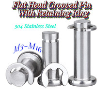 304 Stainless Steel Flat Head Grooved Pin With Retaining Ring M3 M4 M5 M6 M8-M16