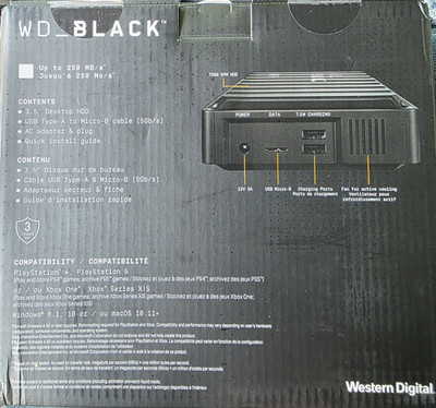 Western Digital WD_BLACK D10 8TB Desktop External HDD, USB 3.0, PS/Xbox/PC
