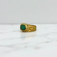 Art Nouveau Chinese Jade Saddle Ring 22K with...