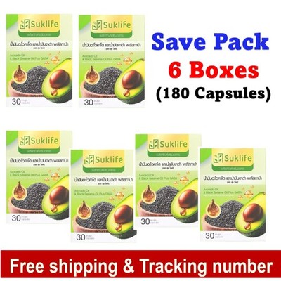 6 X SukLife Avocado Oil Black Sesame Oil Plus Gaba Dietary 30 Capsules