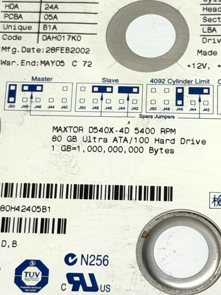 Maxtor DiamondMax D540X 4D080H4 80GB IDE hard drive. - Image 4 of 4