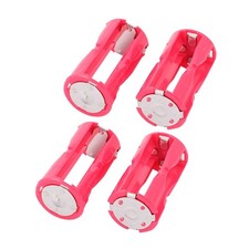 4Pcs Round Plastic Battery Holder Case Box Rose Red for 4x1.5V AAA Battery