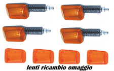 4X FRECCE MOTO EPOCA FRECCE MOTO VINTAGE A LAMPADA UNIVERSALI OMOLOGATE CARBON
