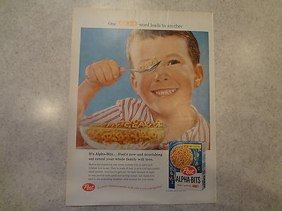 1958 Post Alpha-Bits ''One Good words to another'' Vintage Magazine Ad
