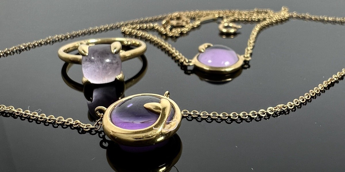 TIFFANY Co Picasso 18k Gold Amethyst Olive Leaf Bracelet Necklace