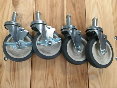 Set of 4 Metro Rack 5'' Casters 2 with Brakes and 2 Without Brakes  NSF
