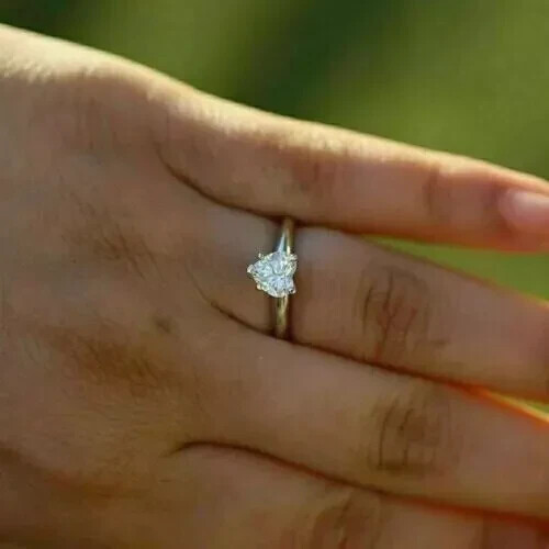 2ct Heart Cut Simulated Diamond Women's Engagement Ring 14K White Gold Plated - Picture 2 of 6