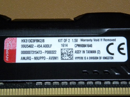 Kingston HyperX Fury HX313C9FBK2/8G DDR3 PC3-10600u LOT (4) x 4GB = 16GB RAM - Picture 2 of 3