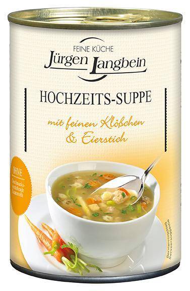 Jürgen Langbein Hochzeits-Suppe, tafelfertig 400ml, Fleischklößchen+Eierstich