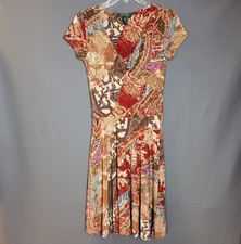 LAUREN RALPH LAUREN Dress Womens XS Paisly Print Stretch Faux Wrap V-Neck EUC