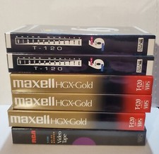 Lot Of 6 Blank VHS Tapes New and Sealed Maxell RCA Extra Quality