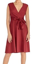 Rachel Roy Dress Cotton Twist Back V Neck Flare A-line Cherry Sz 6 NEW NWT N165