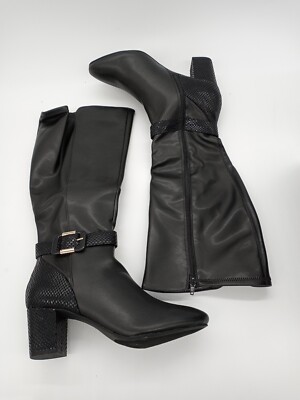 black wide calf dress boots Marc Fisher LTD Women's Lannie Wide Calf Boots
