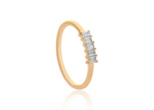 14K Gold 0.20 Ct Five Baguette Diamond Stacking Ring for Women – Elegant Jewelry