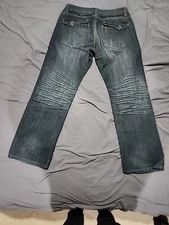 Men's Admax Denim Blue Button Fly Jeans 34x30 