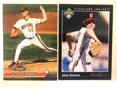 Alan Embree 1993 Topps Stadium Club & 1993 Pinnacle Rookie Prospect - Indians