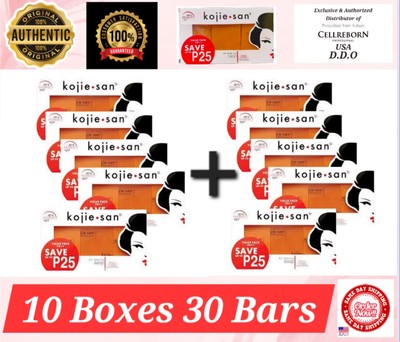#1 Original Kojie San Kojic Acid Soap+Free Soap Bag 10Boxes 65gx30Bars New~2026