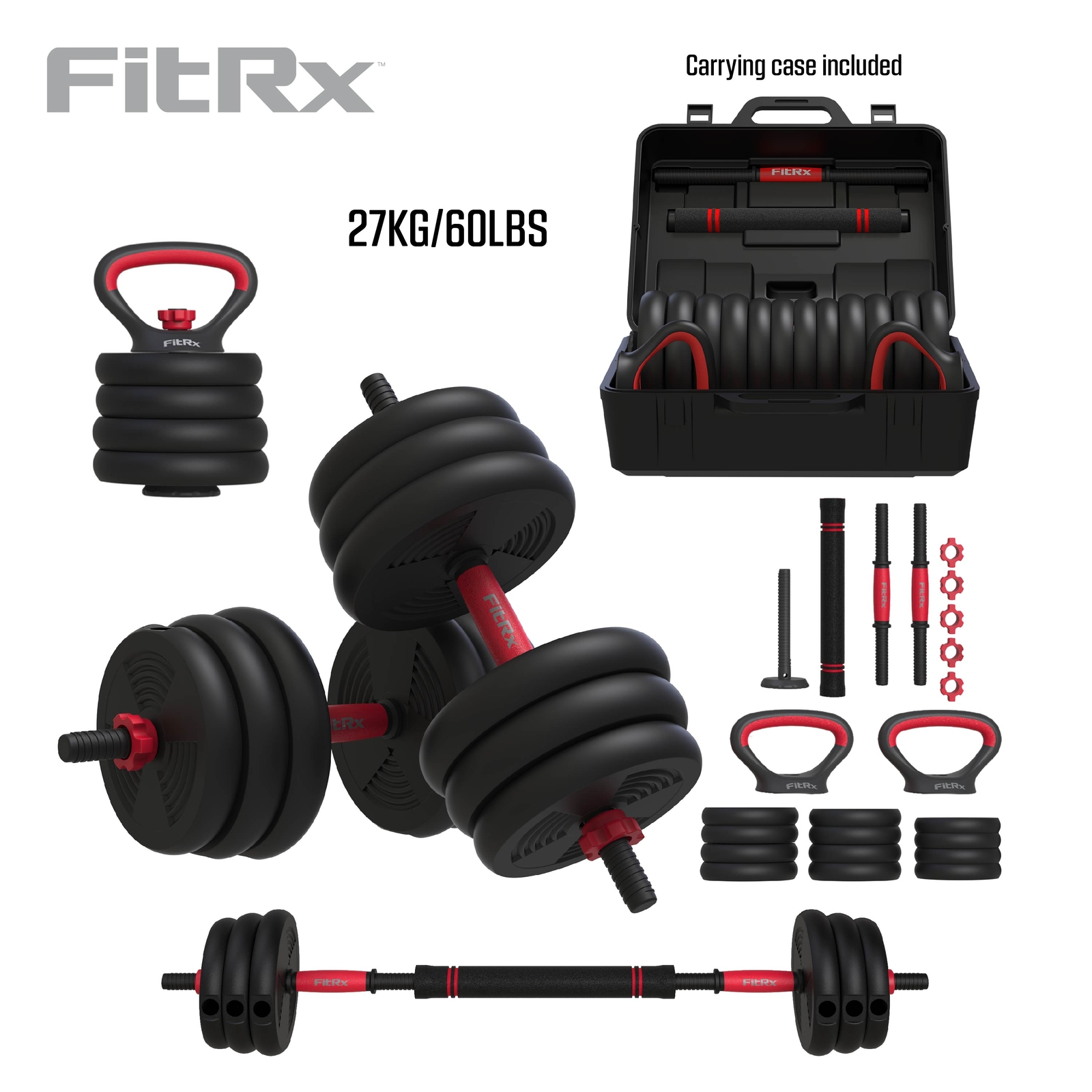 Fitness Gym 60 lbs 4in1 Adjustable Interchangeable Dumbbell Barbell