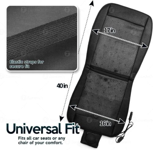 Black Cooling Car Seat Cushion- 2-Pack 12V Automotive Adjustable Temperature Co - Picture 7 of 8