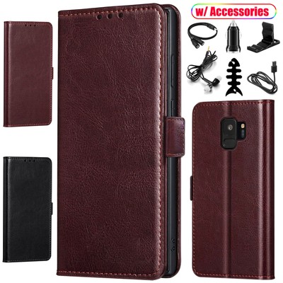 For Samsung Galaxy S9/S9 Plus Case Leather Wallet Flip Phone Cover + Accessory