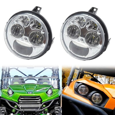 #ad #ad Pair Chrome LED Headlights 4 inch Compatible with Kawasaki Brute Force 750 Teryx $120.00