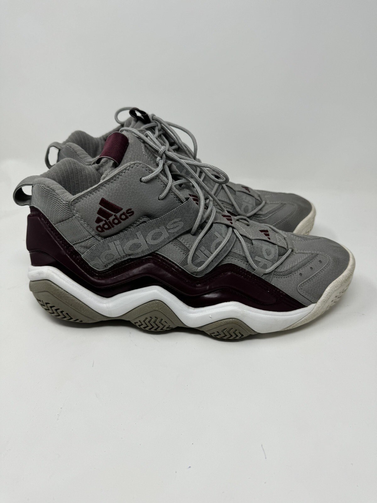 Adidas Mens 13 Top Ten 2000 Basketball Shoes Gray Whi… Gem