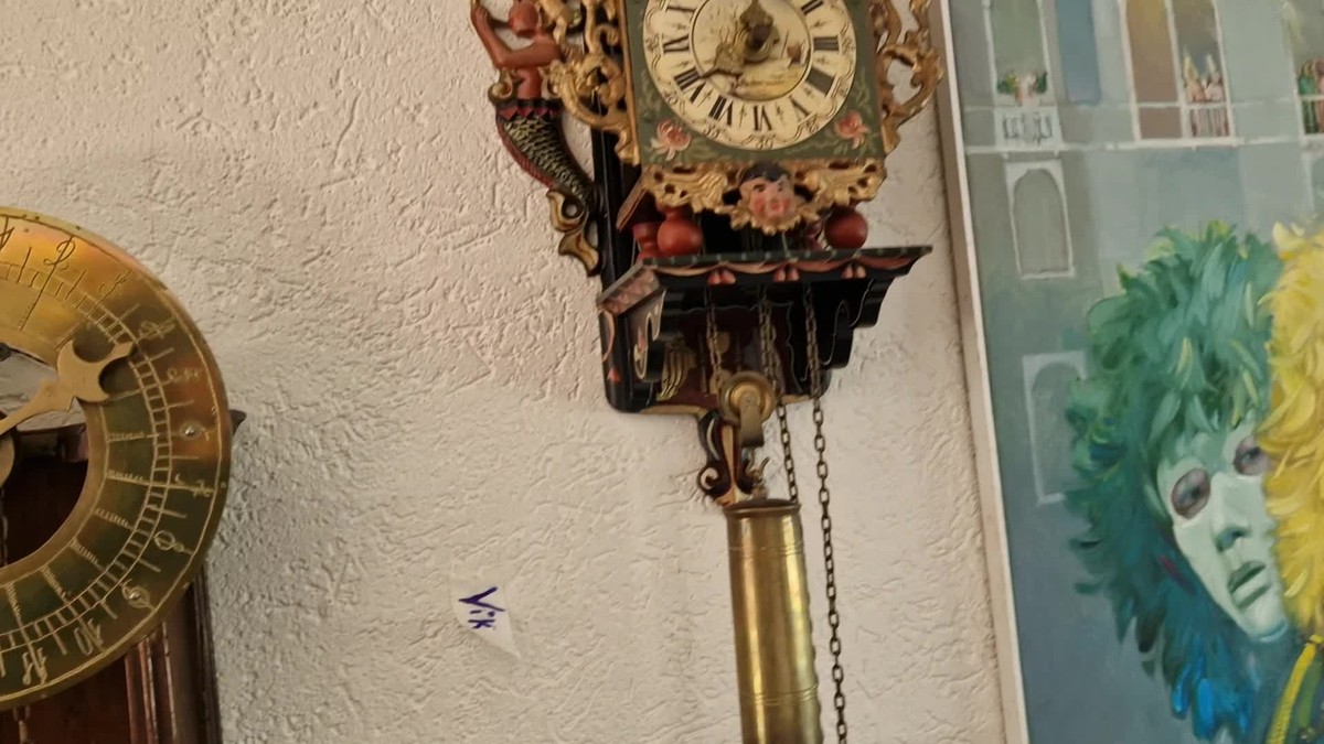Dutch Clock 19th century FOLKLORE MERMAID stoelklok stoeltjes