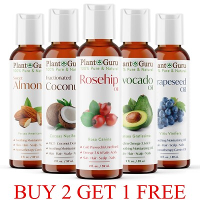 #ad 2 oz. Carrier Oil 100% Pure Natural Cold Pressed For Skin Hair Growth Massage $9.45