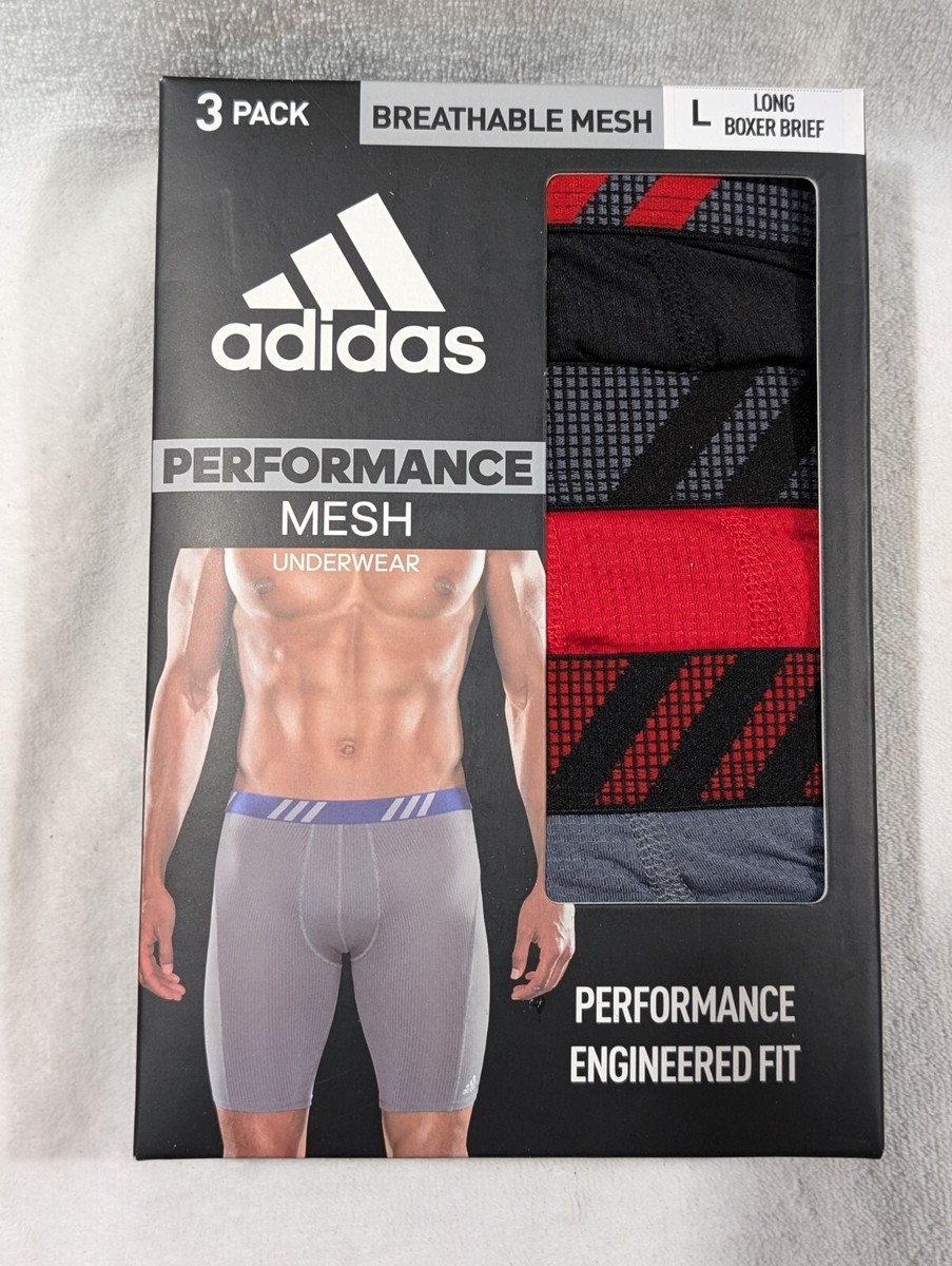 adidas Black/Red/Grey Performance Mesh Underwear Men's Long Boxer