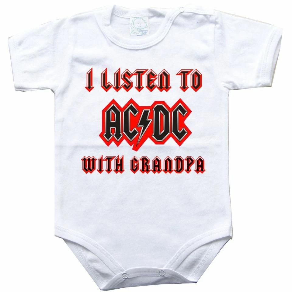Baby bodysuit I LISTEN to AC DC with GRANDPA ROCK ACDC One Piece jersey AC DC
