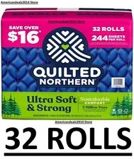 32 Rolls Quilted Northern Ultra Soft & Strong 2-Ply Toilet Paper 244 sheets/roll