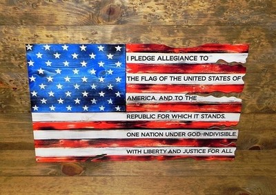 The Pledge of Allegiance USA Flag Metal Sign - 24'' x 15''
