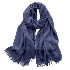 Utaly Women's Cotton Blend Scarves Lady Light Soft Vintage Solid Scarf Navy